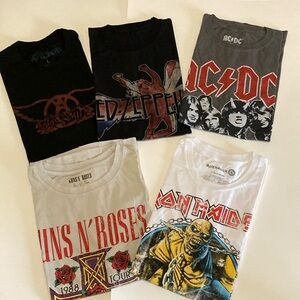 Metal T-Shirt Lot Aerosmith Iron Maiden AC/DC Zeppelins G’nR